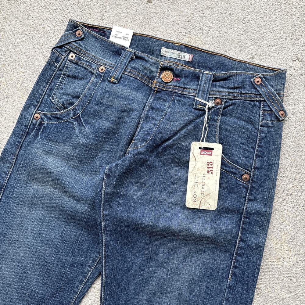 Vintage Levis 513 Boy Cut Jeans Womens 3 Long NWT Y2K Low Rise Stretch Denim 3L